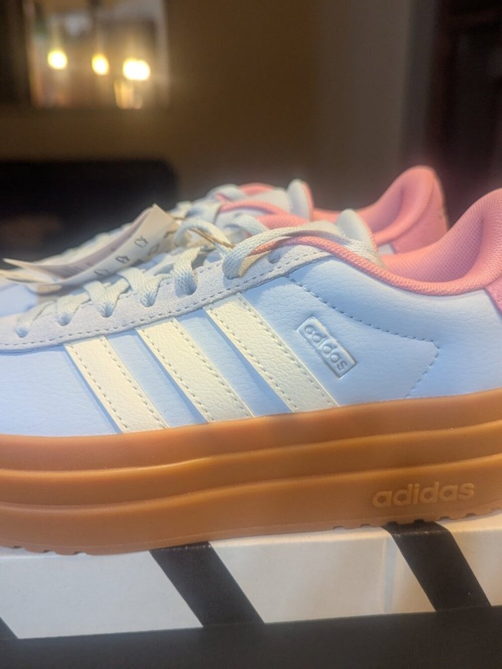 adidas VL Court Bold J Light Blue Pink Youth Size 4 New in Box